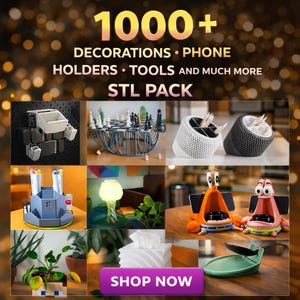 Más de 1000 archivos STL funcionales: decoración del hogar, gadgets, soportes, soportes y más (archivo digital)