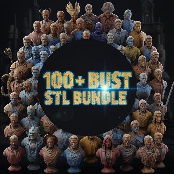 Massive Bust STL Bundle | 100+ 3D Printable Figure Files | Digital Download | Statues, Characters & Icons