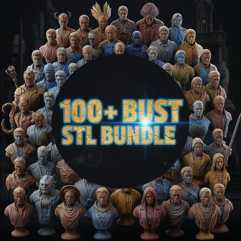 Massive Bust STL Bundle | 100+ 3D Printable Figure Files | Digital Download | Statues, Characters & Icons image 1