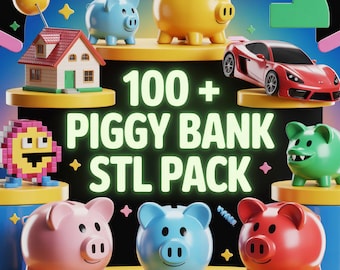 100+ Piggy Bank STL Bundle | 3D Print Coin Bank Files | Money Box Models Pack