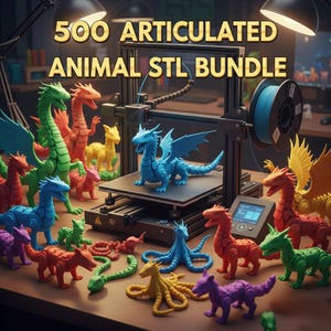 500+ gelede dieren STL-bestanden: 3D-afdrukbare poseable wezens (digitale download)