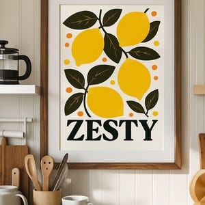 Lemon Kitchen Wall Art Poster | Home Decor | Digital Download