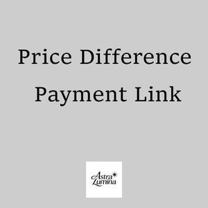 May include: Image with the text "Price Difference Payment Link" in black font on a gray background. A white square with the "Astra Lumina" logo is at the bottom.