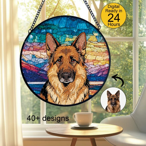 Pet Suncatcher Custom Birth flower suncatcher Portrait from photo Pet memorial gift keepsake gift Custom Stained glass Christmas Ornament
