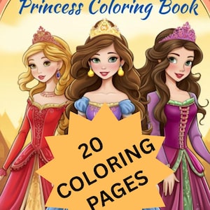 20 Princess Coloring Pages for Kids – Fun Girl Coloring Sheets, Printable Princess Coloring Book for Girls