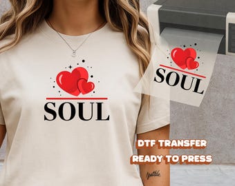 Red Heart Soul Mate DTF Transfer Minimal Love Icon Valentine Design Ready to Press for T Shirt Hoodie Sweatshirt Unisex Gift Lovers Art Tee