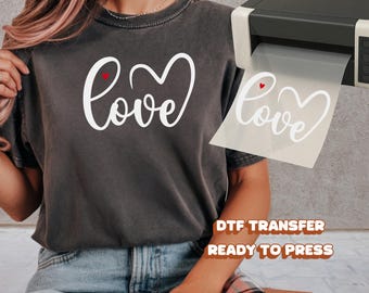 Love DTF Transfer Minimal Black Typography Valentine Simple Love Text Ready to Press for T Shirt Hoodie Sweatshirt Unisex Gift Apparel Set