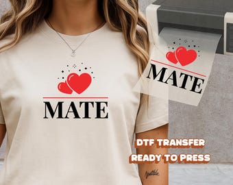 Red Heart Soul Mate DTF Transfer Minimal Love Icon Valentine Design Ready to Press for T Shirt Hoodie Sweatshirt Unisex Gift Lovers Art Tee