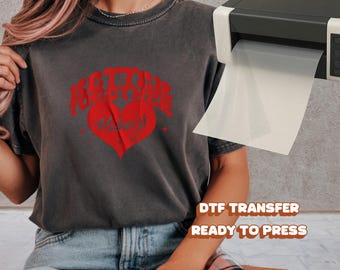 Better Together Always DTF Transfer Ready to Press Groovy Retro Valentine Wavy Typography Heat Iron On Decal Romatic Couples Gift Apparel