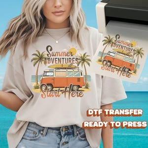 Retro Surf Van DTF Transfer | Sunset Beach Vibes with Palm Trees | Summer Soul Design | Heat Transfer | Ready to Press Shirt Gift Idea