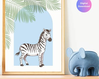 Baby Zebra Nursery Art Print | Safari Jungle Decor (Digital Download)