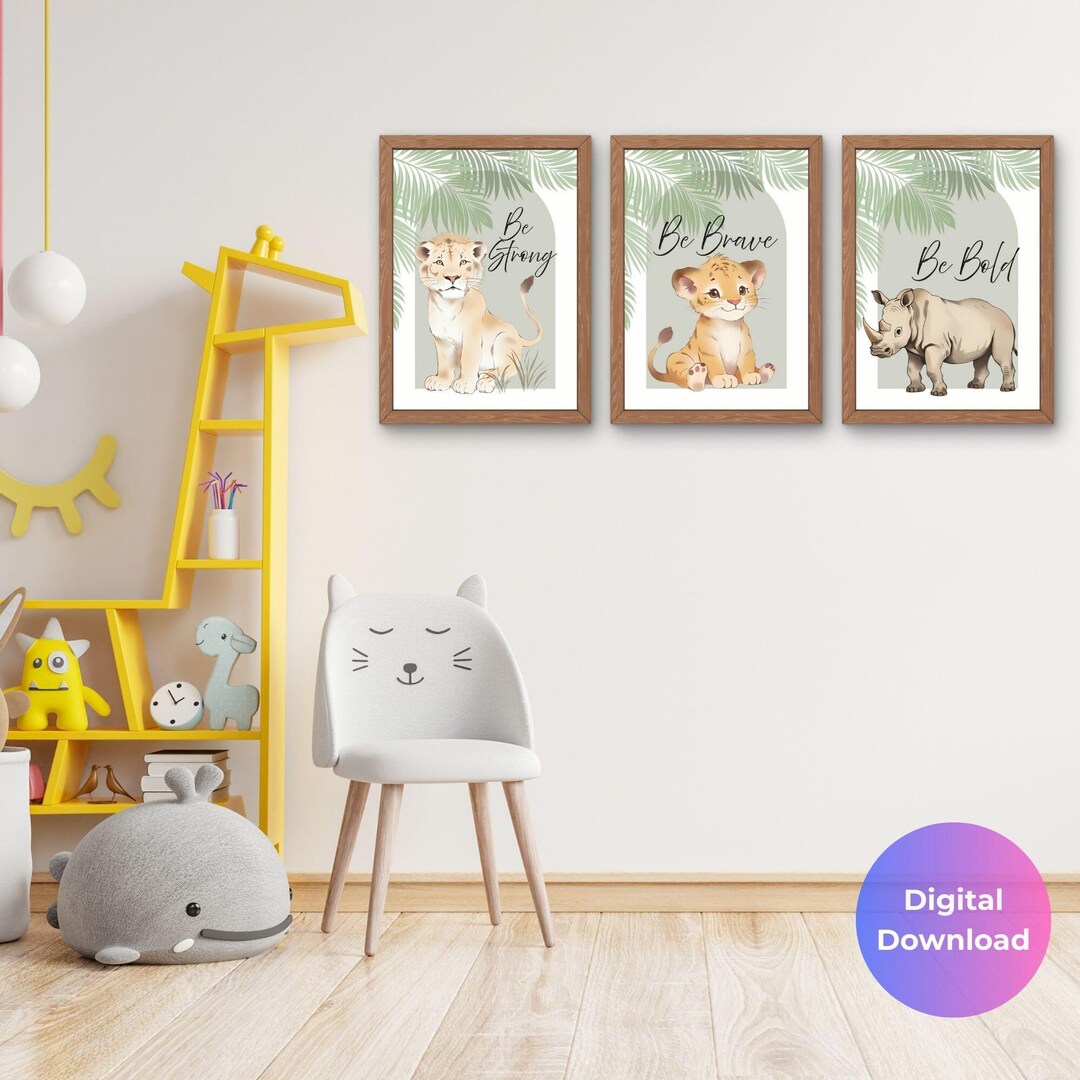 Safari Animal Nursery Prints | Motivational Jungle Decor (digital ...