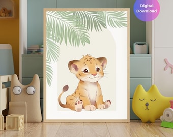 Baby Lion Cub Print | Safari Jungle Nursery Decor (Digital Download)