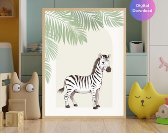Baby Zebra Nursery Art Print | Safari Jungle Decor (Digital Download)