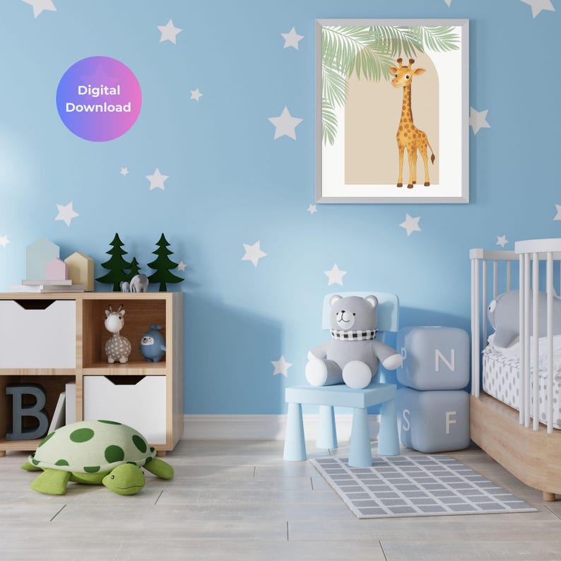 Safari Animal Prints Set | Beige Jungle Nursery Art (digital Download ...