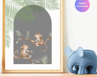 Apa-barnrumstryck | Safari-djungeldekor (digital nedladdning)