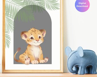 Baby Lion Cub Art Print | Safari Nursery Decor (Digital Download)