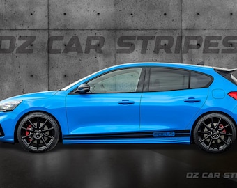 Ford Focus car side racing rocker stripe vinyl decal sticker graphic kit set of 2
