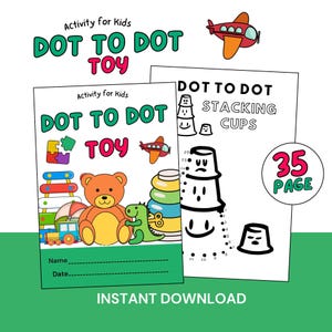 Dot to Dot Toy Theme Printable for Kids – Fun Counting & Tracing Activity – Instant Download PDF