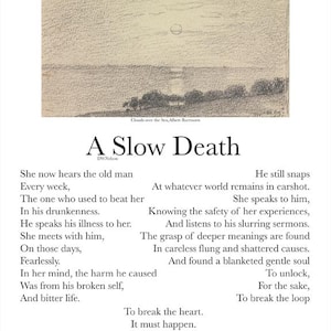 A Slow Death - Death- 8x10 Hand Signed Poetry Art Print – Archival Quality – Original Poem Wall Art – Minimalist Verse Decor