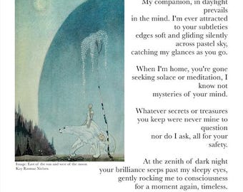 A Fine Memory of the Moon - Night- 8x10 Hand Signed Poetry Art Print – Archival Quality – Original Poem Wall Art – Minimalist Verse Decor