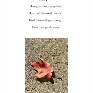 Respite - Song- 8x10 Hand Signed Poetry Art Print – Archival Quality – Original Poem Wall Art – Minimalist Verse Decor
