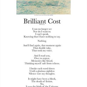 Brilliant Cost - Death- 8x10 Hand Signed Poetry Art Print – Archival Quality – Original Poem Wall Art – Minimalist Verse Decor