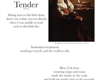 Tender - nacht - 8 x 10 handgesigneerde poëzie Art Print – archiefkwaliteit – originele gedicht kunst aan de muur – minimalistisch vers decor