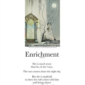 Enrichment - Night- 8x10 Hand Signed Poetry Art Print – Archival Quality – Original Poem Wall Art – Minimalist Verse Decor