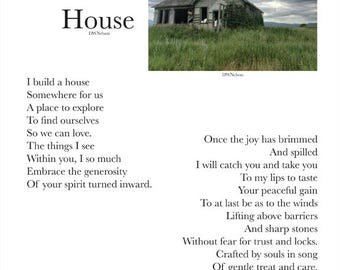 House - Song- 8x10 Hand Signed Poetry Art Print – Archival Quality – Original Poem Wall Art – Minimalist Verse Decor