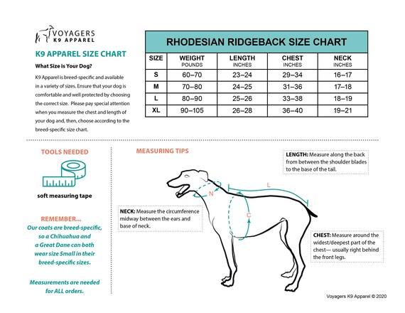 Ridgeback size guide Clearance