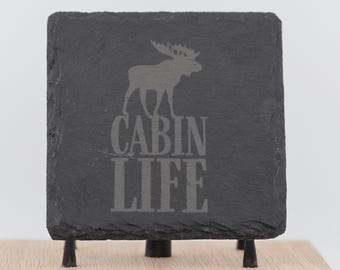 Cabin Life Coasters: Rustic Slate Drinkware (4 Pieces, 4x4")