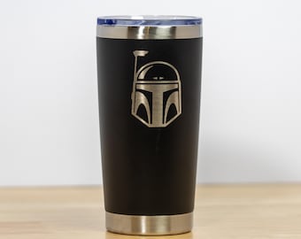 Boba Fett Tumbler: Laser Engraved Star Wars Travel Cup, 20oz