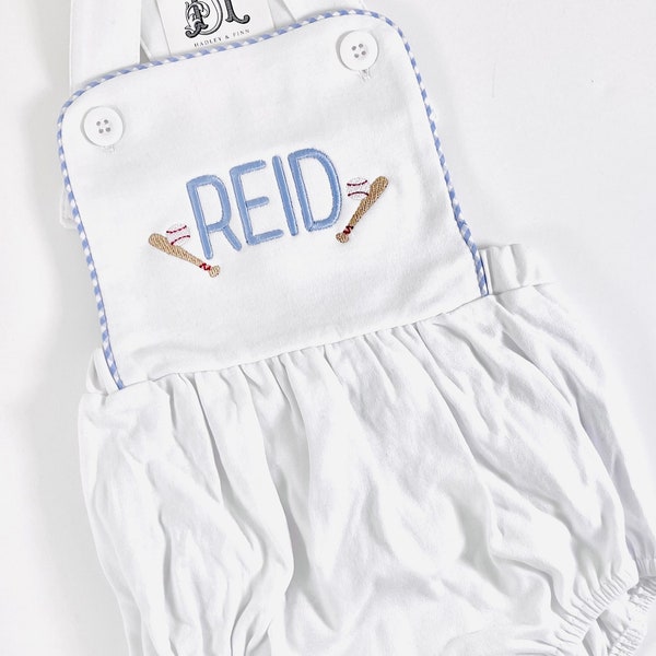 Personalized Bubble/Baby Boy Outfit/Toddler Boy Outfit/Baseball Theme Embroidery