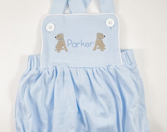 Personalized/Baby/Toddler/Boy’s Light Blue Bubble/Puppy Dogs Embroidery