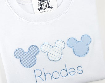 Boys 12M-6 Personalized White Tee with Mouse Appliqué Design