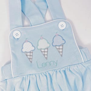 Ice Cream Cones Applique on Baby Boy Blue Bubble Personalized