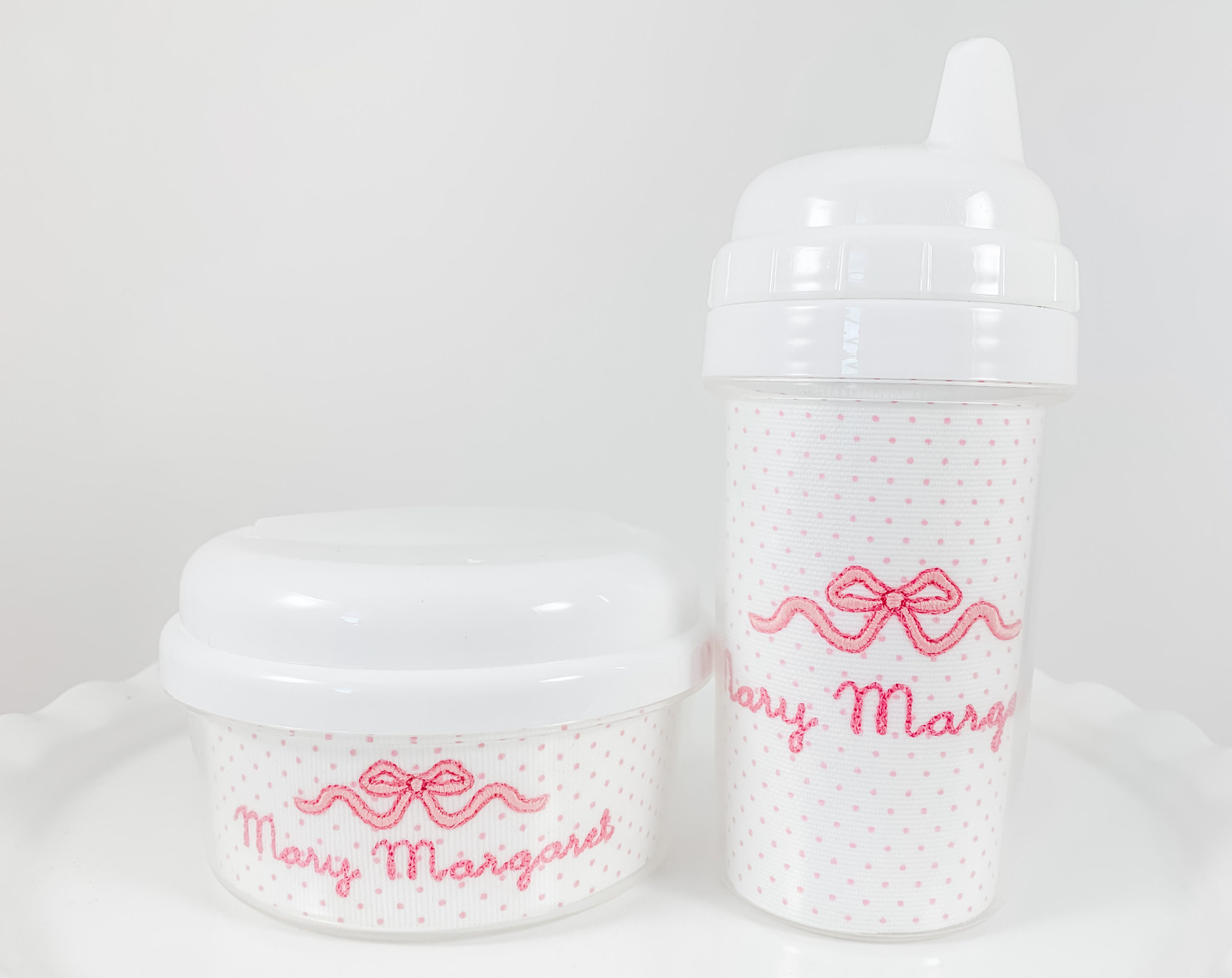 Sippy Tumbler or Snack Container With Pink Dot Fabric Insert - Etsy