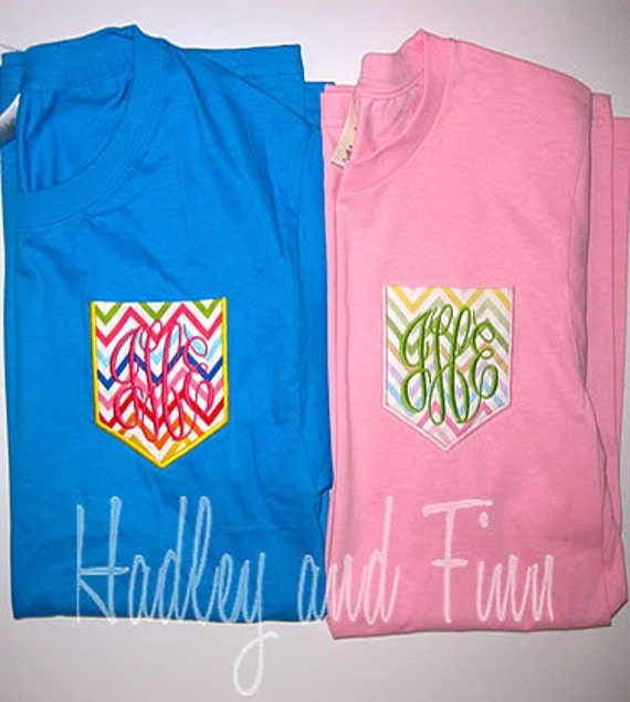 Items similar to Monogrammed Pocket Tee on Etsy