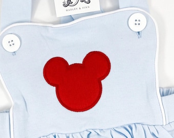 Personalized One-Piece Baby Boy Outfit: Mouse Applique Design