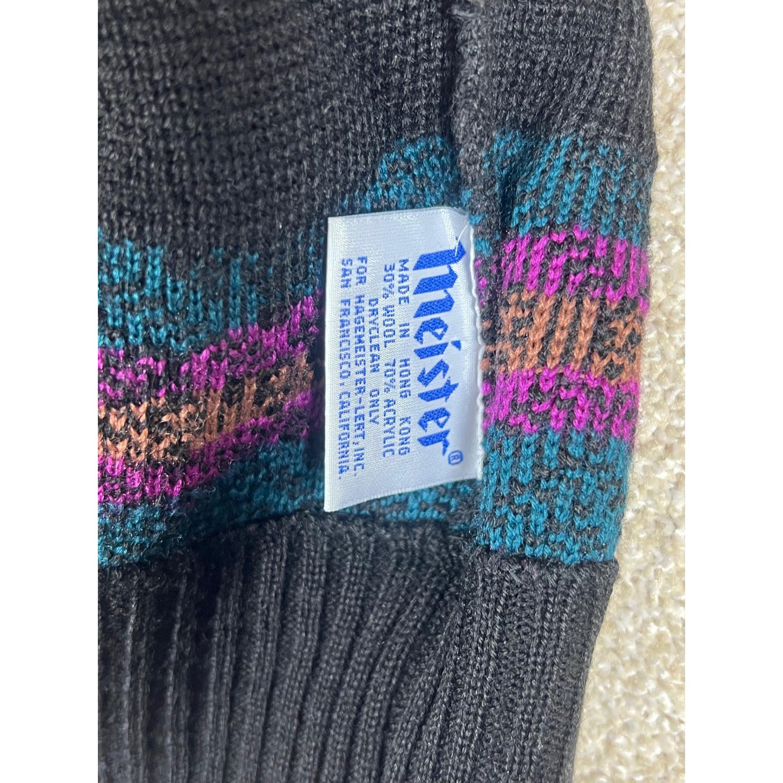 VTG 70\'s Meister Knit Beanie Hat  Colorful Fair Isle Wool Blend Winter Ski JacksonHole_386110_4.jpg?v=  main image 3