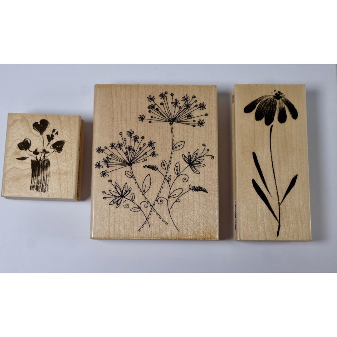 PENNY BLACK Floral Rubber Stamps Set of 3 Flower Card Making 2003-2007 ...