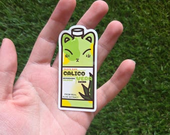 Aloe Vera Drink Cat Version Waterproof Vinyl Sticker