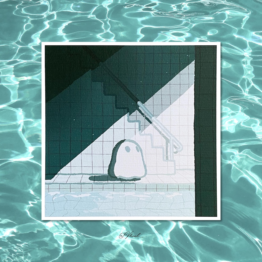 Ghost Pool Poster - Nostalgic Minimalist Illustration - Ghost Liminal ...