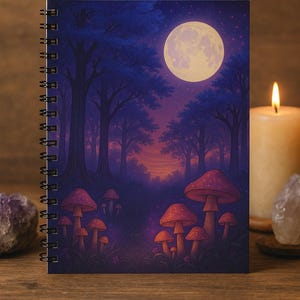 Mystical Moon & Mushroom Spiral Notebook: Witchy Dream Journal