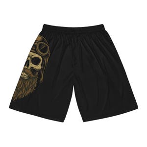 Mens Skull Basketball Shorts: Gothic Streetwear, Moisture Wicking