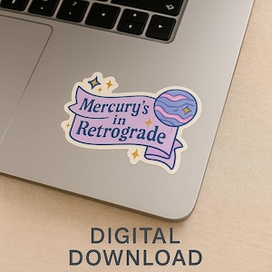 Mercury Retrograde Digital Sticker | Celestial PNG for Planners, iPads, Scrapbooks | Printable Astrology Download