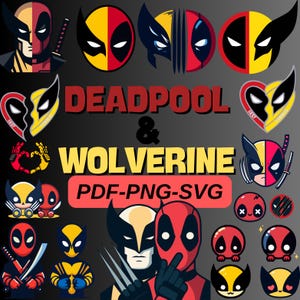 Deadpool & Wolverine SVG-bundel: superheld gesneden bestanden (digitale download)