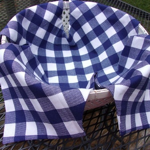 Navy Blue and White Checked Breadbasket Liner 3/4 Inch Blocks Bun and Biscuit Warmer 17 Inches