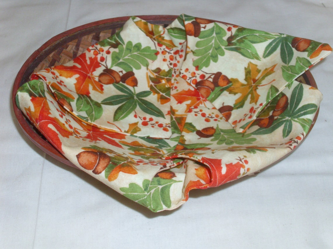 Autumn Leaves / Fall Bread Basket Cover / Basket Cover / Etsy